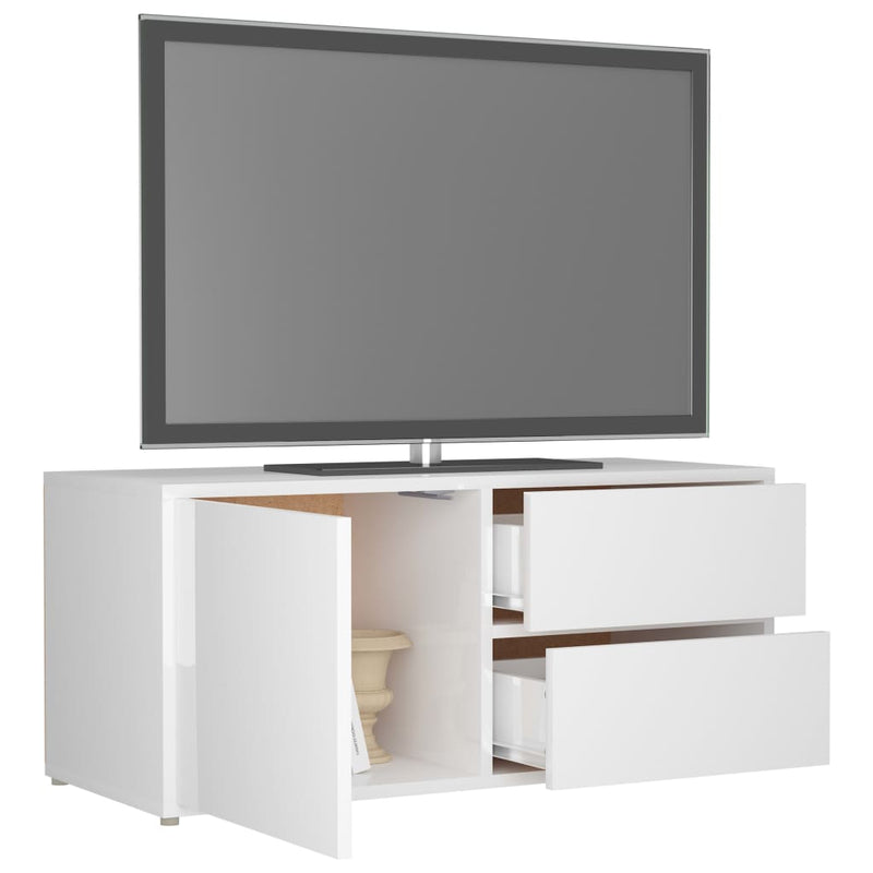 Dealsmate  TV Cabinet High Gloss White 80x34x36 cm Engineered Wood