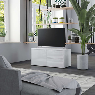 Dealsmate  TV Cabinet High Gloss White 80x34x36 cm Engineered Wood