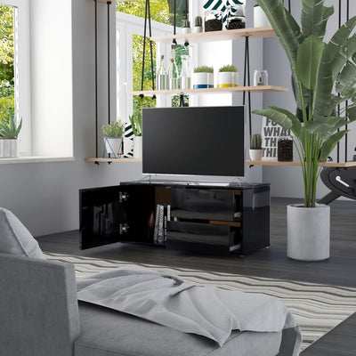 Dealsmate  TV Cabinet High Gloss Black 80x34x36 cm Chipboard