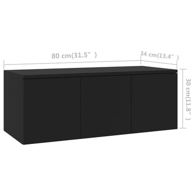 Dealsmate  TV Cabinet Black 80x34x30 cm Engineered Wood