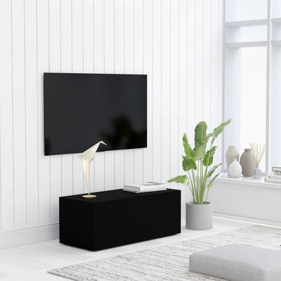 Dealsmate  TV Cabinet Black 80x34x30 cm Engineered Wood