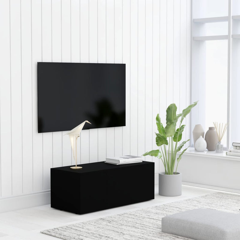 Dealsmate  TV Cabinet Black 80x34x30 cm Engineered Wood