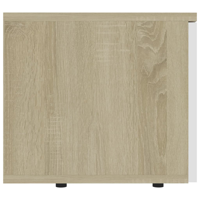 Dealsmate  TV Cabinet White and Sonoma Oak 80x34x30 cm Engineered Wood