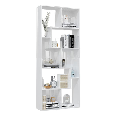 Dealsmate  Book Cabinet High Gloss White 67x24x161 cm Engineered Wood
