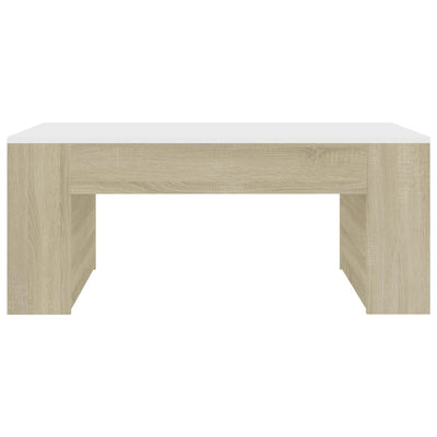 Dealsmate  Coffee Table White and Sonoma Oak 100x60x42 cm Engineered Wood