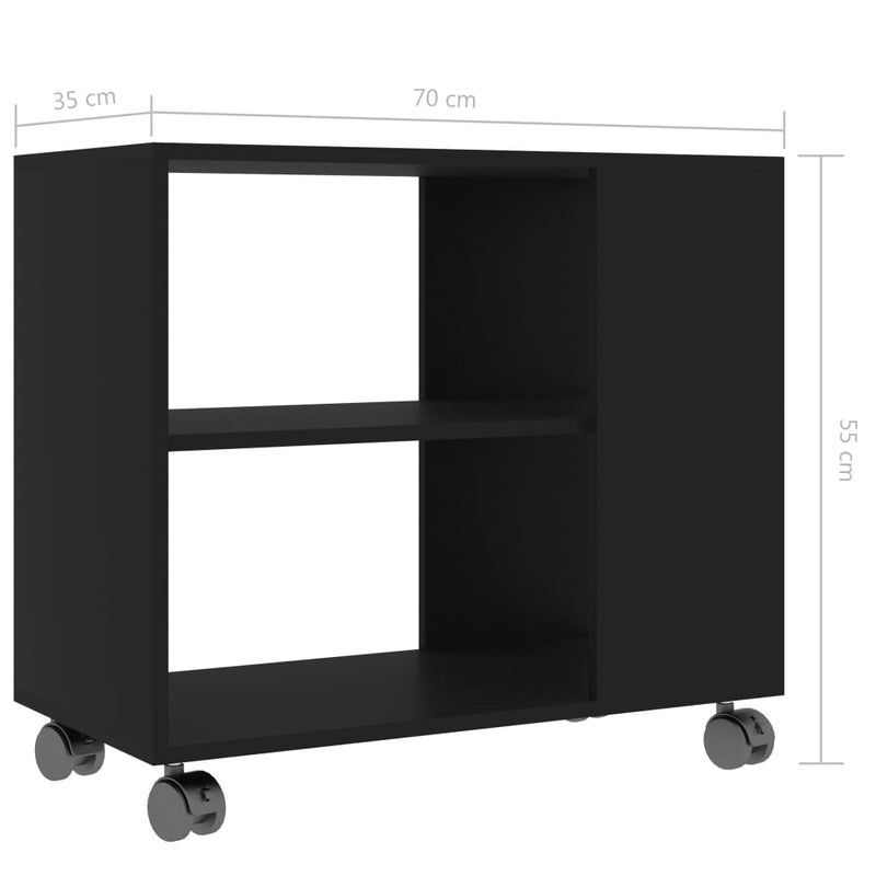 Dealsmate  Side Table Black 70x35x55 cm Engineered Wood