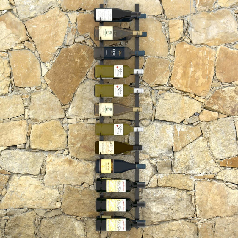 Dealsmate  Wall-mounted Wine Rack for 24 Bottles Black Iron