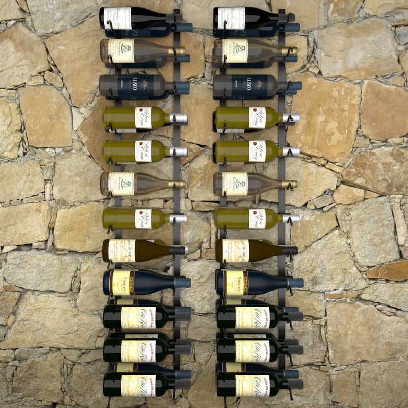 Dealsmate  Wall-mounted Wine Racks for 48 Bottles 2 pcs Black Iron