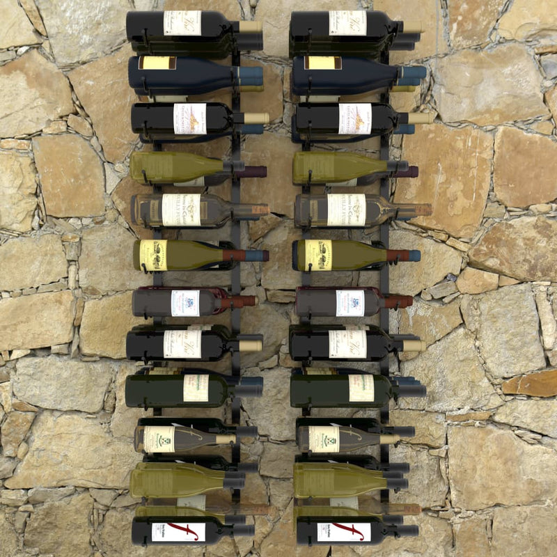 Dealsmate  Wall-mounted Wine Racks for 72 Bottles 2 pcs Black Iron