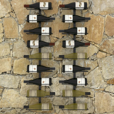 Dealsmate  Wall-mounted Wine Racks for 18 Bottles 2 pcs Black Iron
