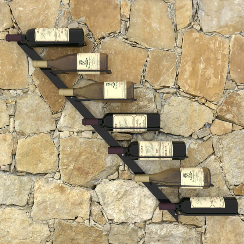 Dealsmate  Wall-mounted Wine Rack for 7 Bottles Black Metal