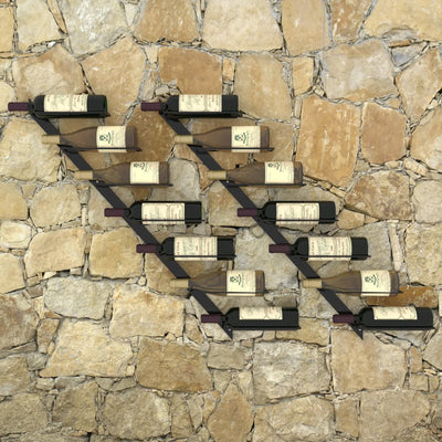 Dealsmate  Wall-mounted Wine Racks for 14 Bottles 2 pcs Black Metal