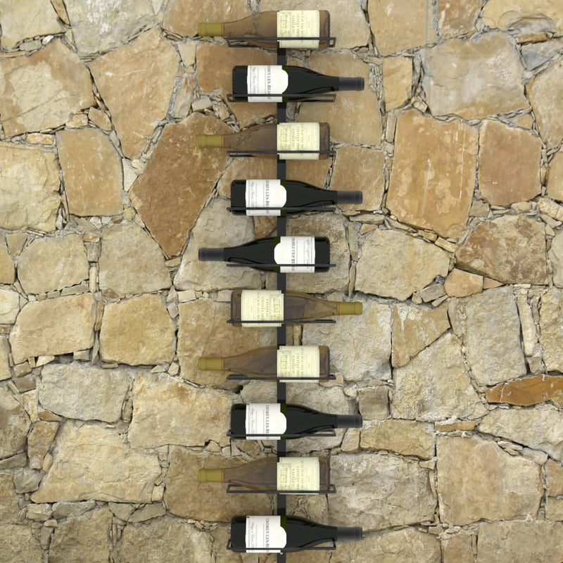 Dealsmate  Wall-mounted Wine Rack for 10 Bottles Black Metal