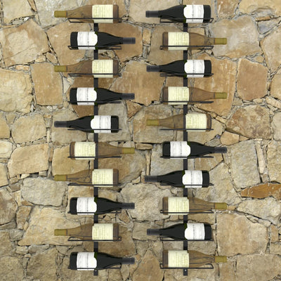 Dealsmate  Wall-mounted Wine Racks for 20 Bottles 2 pcs Black Metal