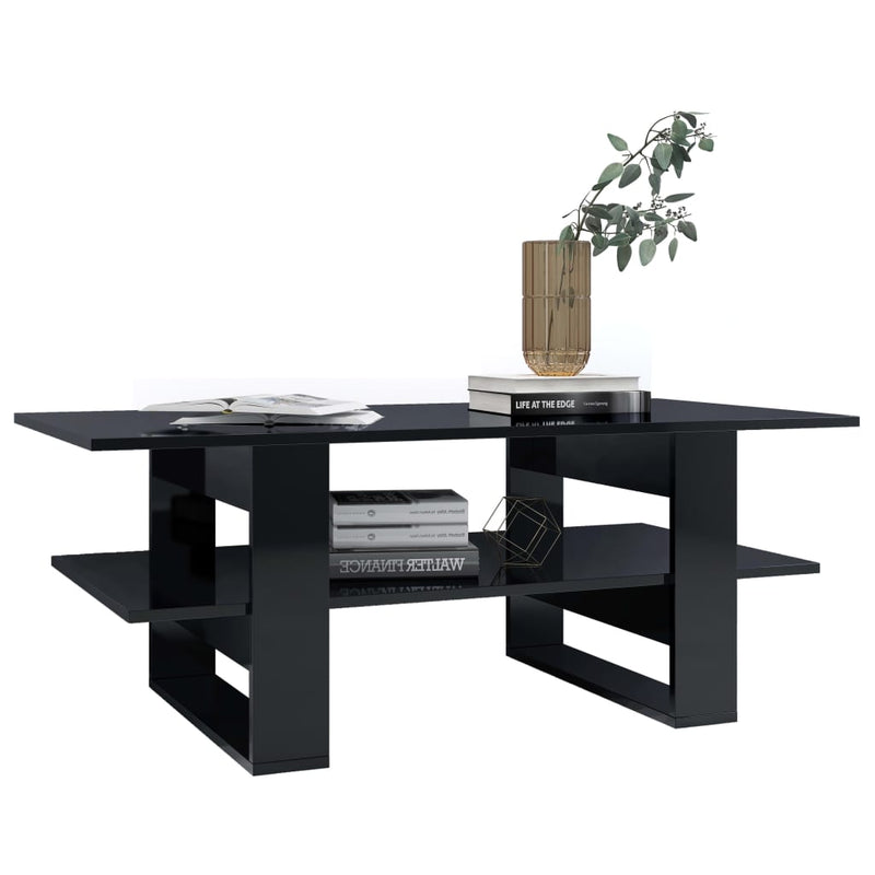 Dealsmate  Coffee Table High Gloss Black 110x55x42 cm Chipboard