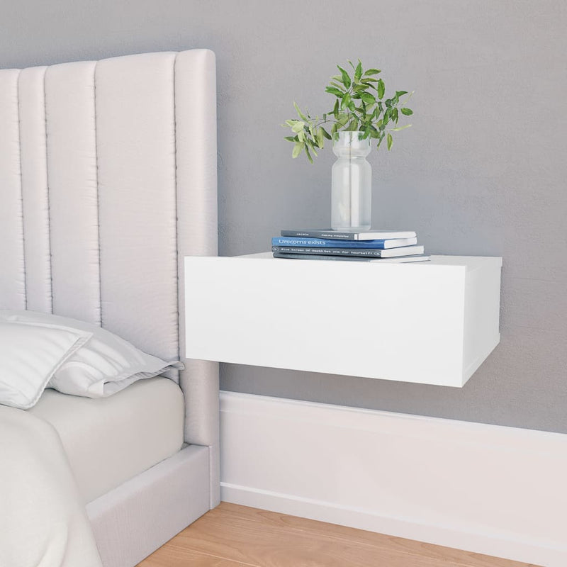 Dealsmate  Floating Nightstands 2 pcs White 40x30x15 cm Engineered Wood
