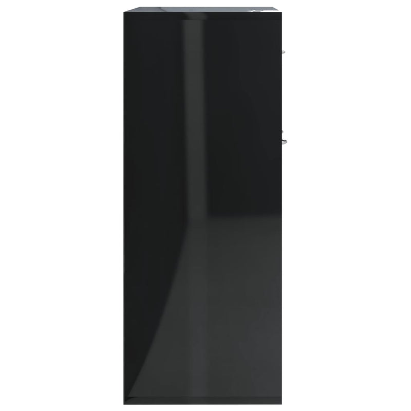 Dealsmate  Sideboard High Gloss Black 88x30x70 cm Engineered Wood