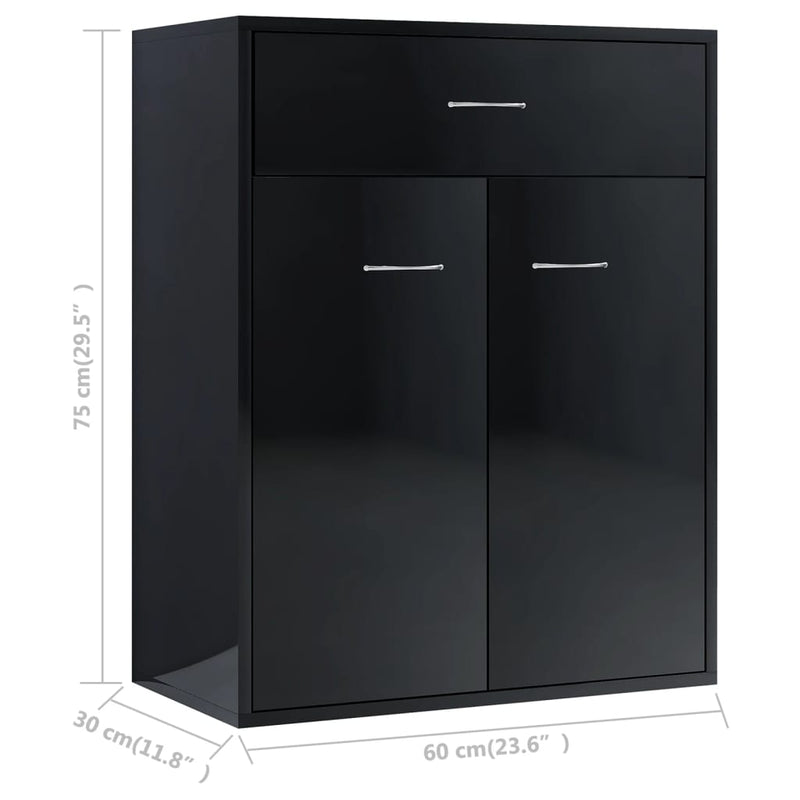 Dealsmate  Sideboard High Gloss Black 60x30x75 cm Chipboard