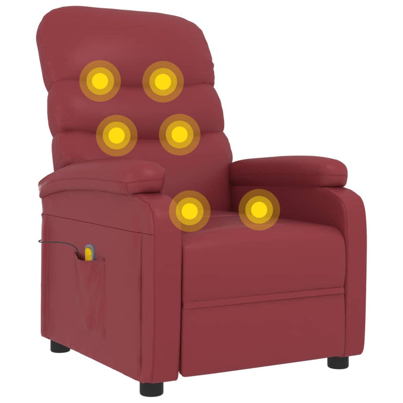 Dealsmate  Massage Chair Wine Red Faux Leather