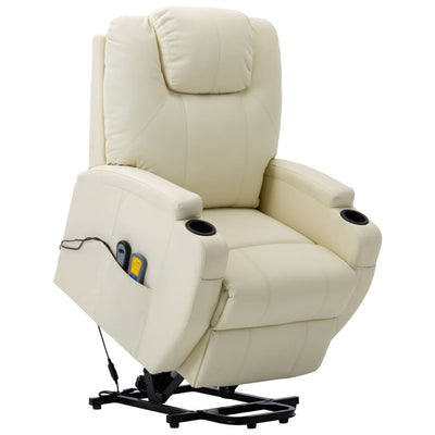 Dealsmate  Massage Stand-up Chair Cream White Faux Leather