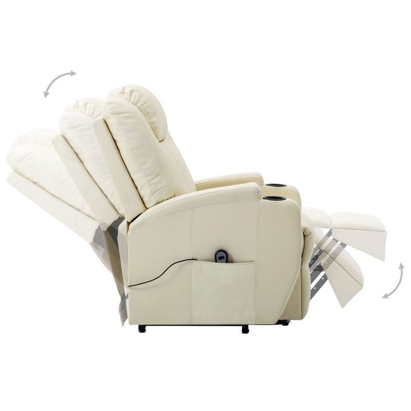 Dealsmate  Massage Stand-up Chair Cream White Faux Leather