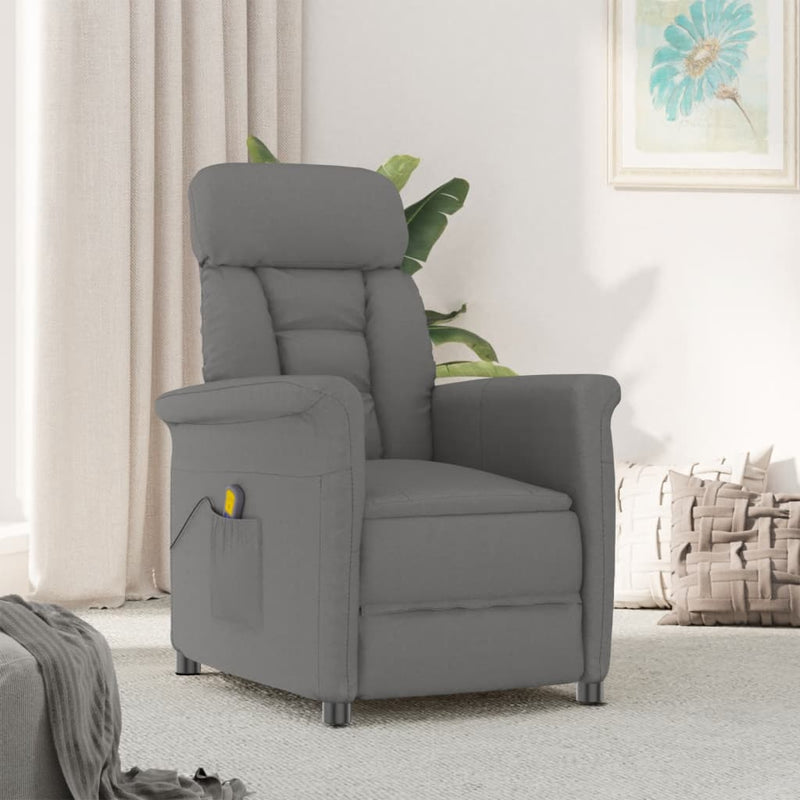 Dealsmate  Massage Chair Dark Grey Faux Suede Leather