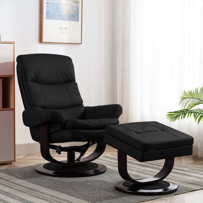 Dealsmate  Reclining Chair Black Faux Leather and Bentwood