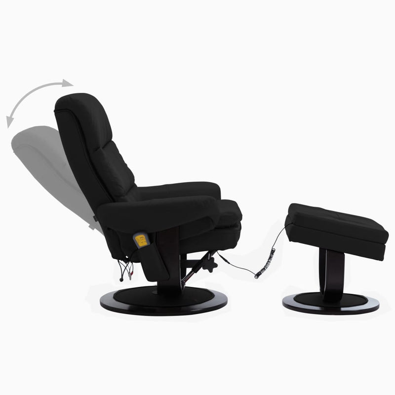 Dealsmate  Massage Reclining Chair Black Faux Leather and Bentwood