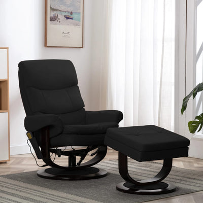 Dealsmate  Massage Reclining Chair Black Faux Leather and Bentwood