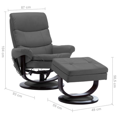 Dealsmate  Massage Reclining Chair Anthracite Faux Leather and Bentwood