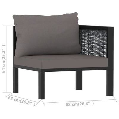 Dealsmate  Sectional Corner Sofa with Left Armrest Poly Rattan Anthracite