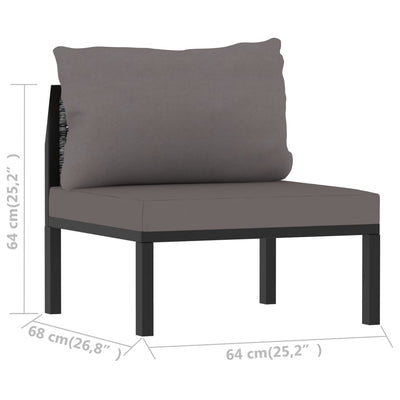 Dealsmate  Sectional Middle Sofa with Cushion Poly Rattan Anthracite