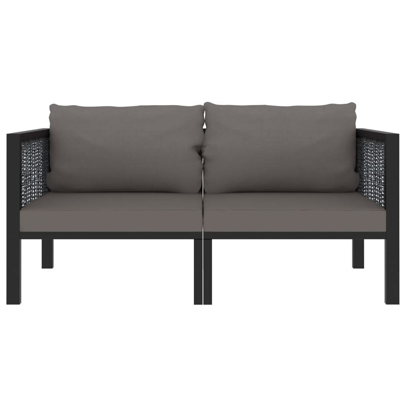 Dealsmate  2-Seater Sofa with Cushions Anthracite Poly Rattan