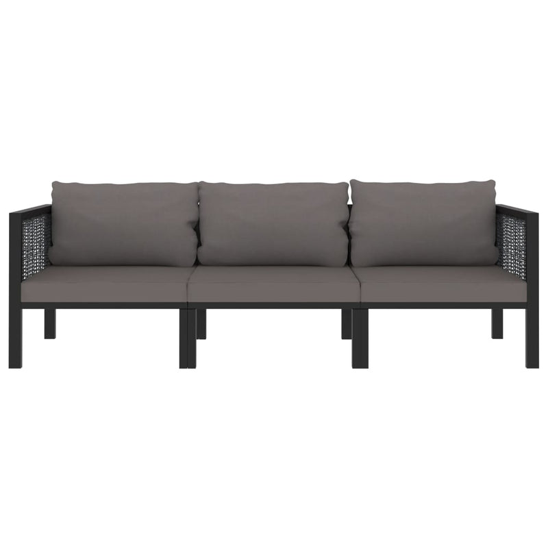 Dealsmate  3-Seater Sofa with Cushions Anthracite Poly Rattan