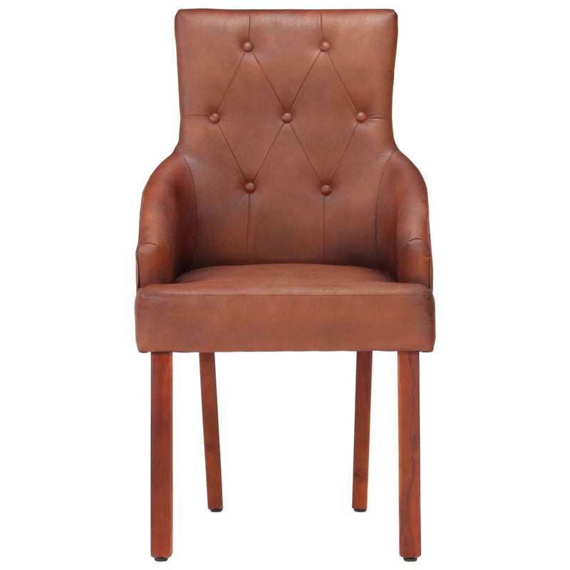Dealsmate  Dining Chairs 2 pcs Brown Real Goat Leather