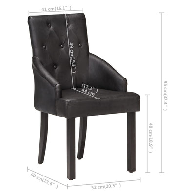 Dealsmate  Dining Chairs 2 pcs Black Real Goat Leather