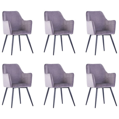 Dealsmate  Dining Chairs 6 pcs Grey Velvet
