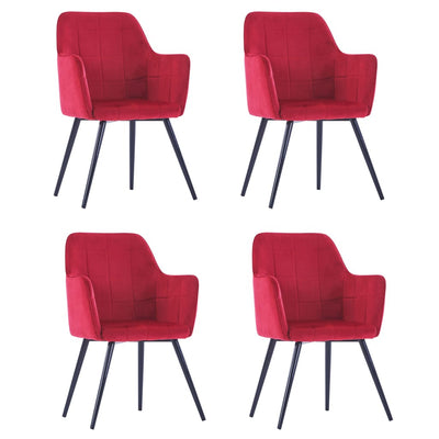 Dealsmate  Dining Chairs 4 pcs Dark Red Velvet