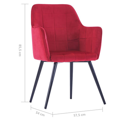 Dealsmate  Dining Chairs 6 pcs Dark Red Velvet