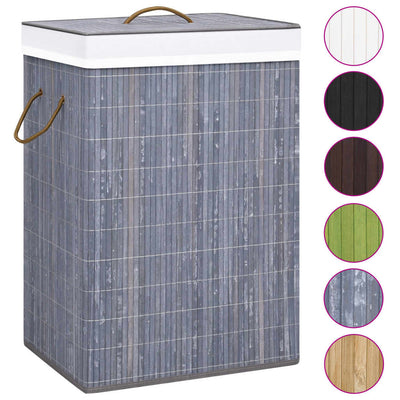 Dealsmate  Bamboo Laundry Basket with 2 Sections Grey 72 L