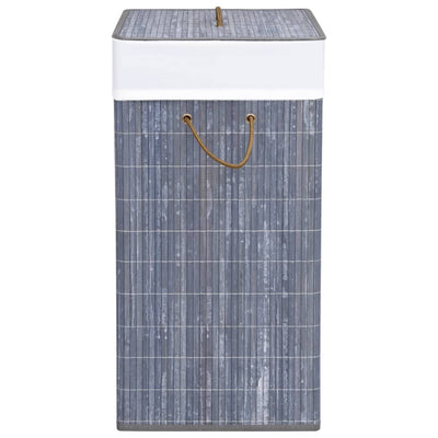 Dealsmate  Bamboo Laundry Basket with 2 Sections Grey 100 L