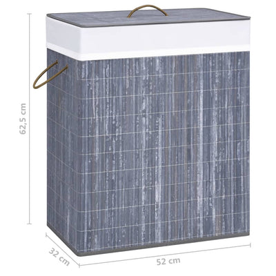Dealsmate  Bamboo Laundry Basket with 2 Sections Grey 100 L