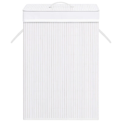 Dealsmate  Bamboo Laundry Basket with 2 Sections White 72 L
