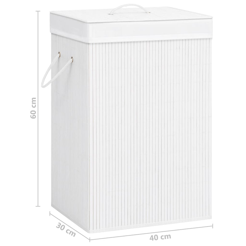 Dealsmate  Bamboo Laundry Basket with 2 Sections White 72 L
