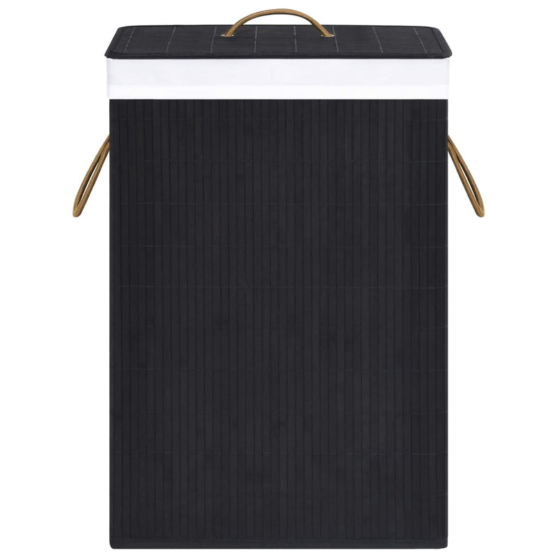 Dealsmate  Bamboo Laundry Basket with 2 Sections Black 72 L