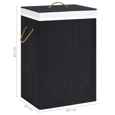 Dealsmate  Bamboo Laundry Basket with 2 Sections Black 72 L