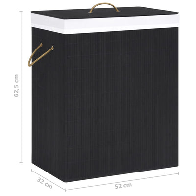 Dealsmate  Bamboo Laundry Basket with 2 Sections Black 100 L