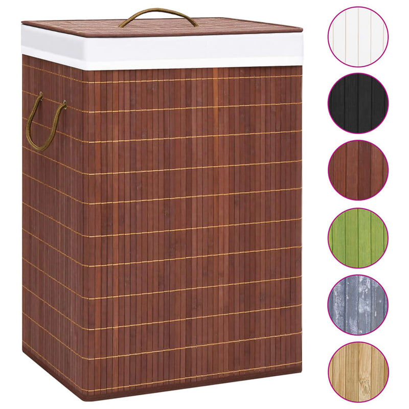 Dealsmate  Bamboo Laundry Basket with 2 Sections Brown 72 L