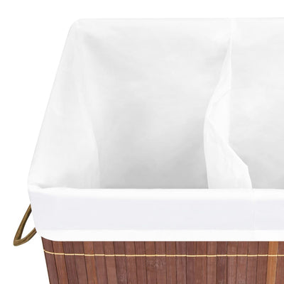 Dealsmate  Bamboo Laundry Basket with 2 Sections Brown 72 L