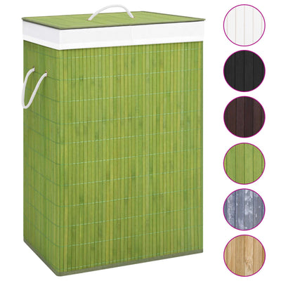 Dealsmate  Bamboo Laundry Basket with 2 Sections Green 72 L